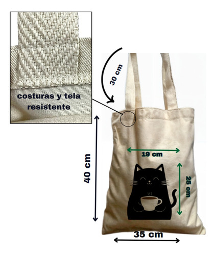 Totebag Personalizado De Mascotas - Gabardina Ecológica Negro