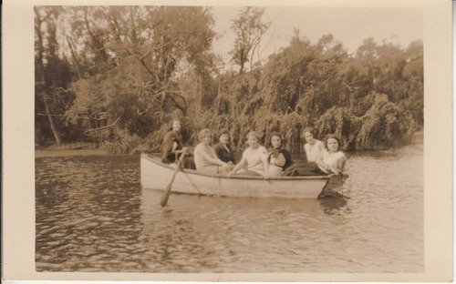 1932 Fotografia Postal Bote En Lago Parque Durandeau Vintage