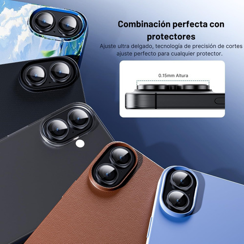 Mica Camara Instalador + 2 Mica Cristal Templado Para Iphone Iphone 15 Plus