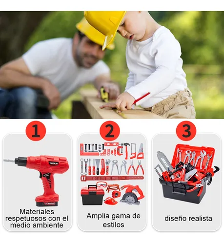 Caja de Herramientas de taladro de juguete electrónico para niños