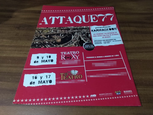 (pc568) Publicidad Attaque 77 * Teatro Roxy * 2008