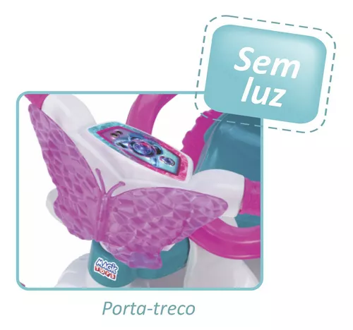 Velotrol Triciclo Infantil Motinho Motoca Butterfly Com Luz Cor