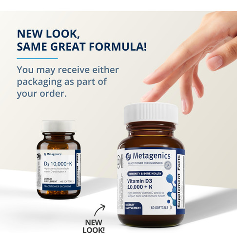 Metagenics Vitamina D3 + K2 10,000 Ui 60 Cápsulas