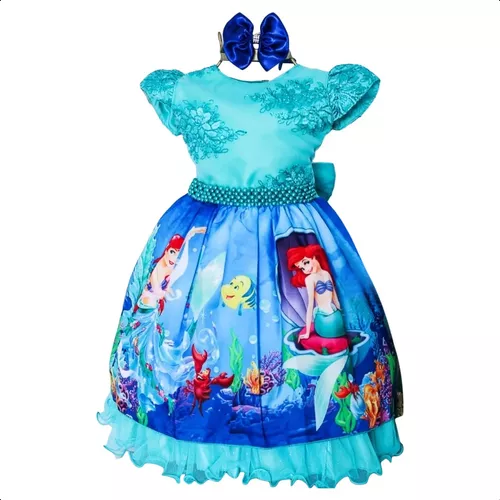 Conjunto Tutu da Pequena Sereia -roupa de Festa Bordado Luxo