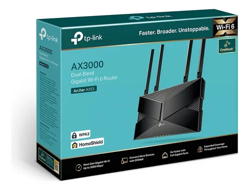 comprar Roteador Wi-Fi TP-Link Archer Ax53 6 portas Ax3000 Mbps 4 Giga, cor preta
