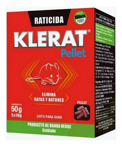 Raticida En Pellets 50grs Klerat