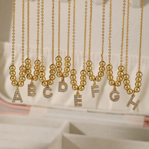 Collar De Acero Inoxidable Con Inicial Dije Letras Dorado