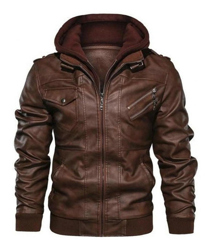 A5+chaquetas Cuero Pu Hombre Abrigo Motocicleta Casual Invierno