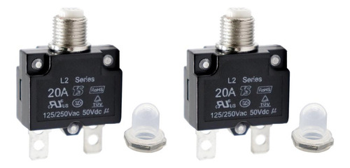 2x Disyuntor 20amp Botón Pulsador Reiniciable Montaje En
