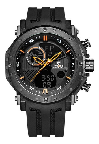 Relógio Masculino Weide Anadigi Wh6903 - Preto E Laranja