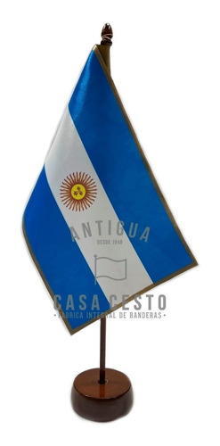 Bandera Argentina De Escritorio C/base Madera *altura 40cm *