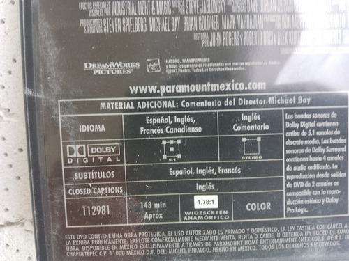 Dvd Transformers Y Transformers Revenge Of The Fallen (Usado)