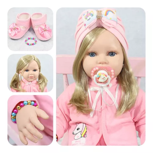 Boneca Bebe Reborn Baby Alive + Enxoval 14 Itens Cilios