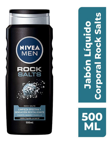 Jabón Líquido Corporal Nivea Men Rock Salts Antibacterial 500ml