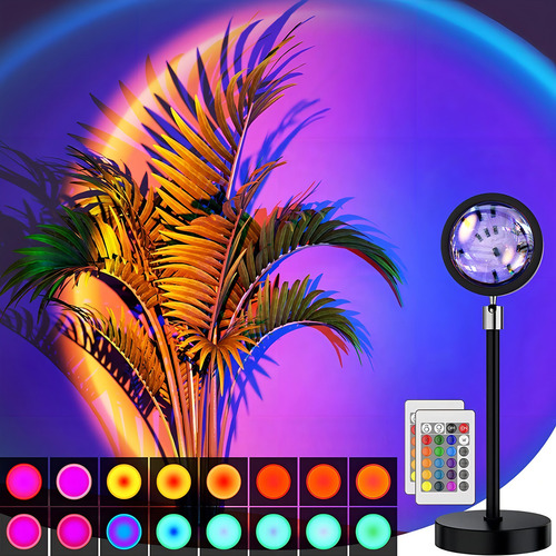 Lampara Atardecer Sunset Lamp Led Rgb Fotografia Profesional Color De La Estructura Negro