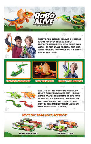 Zuru Robo Alive Slithering Snake Series 3 Serpiente Robótica Color Rojo Personaje Robotic Snake