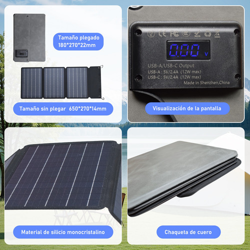 Portátil Ip67 Solar Panel Monocristalino 21w Con 5v Usb A/c