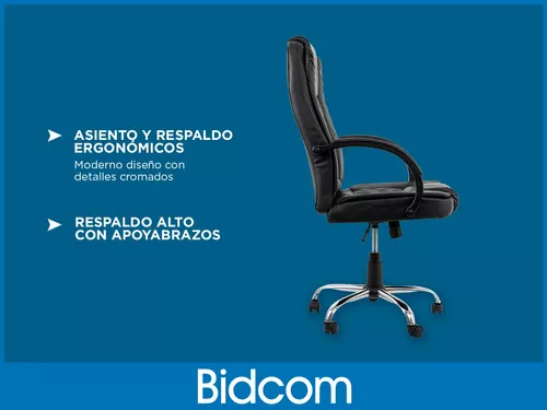 Silla de Oficina Giratoria en Azul y Negro con Ruedas y Respaldo