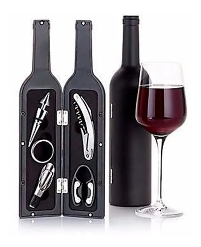 comprar Set Accesorios Para Vino Botella 5 En 1 Sacacorcho Navidad