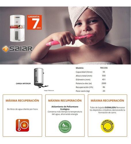 Termotanque Electrico De Colgar Saiar By Rheem 55lts Tecc055