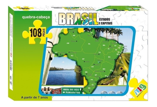 Quebra Cabeça Mapa Do Brasil - C/ 108 Peças - Nig