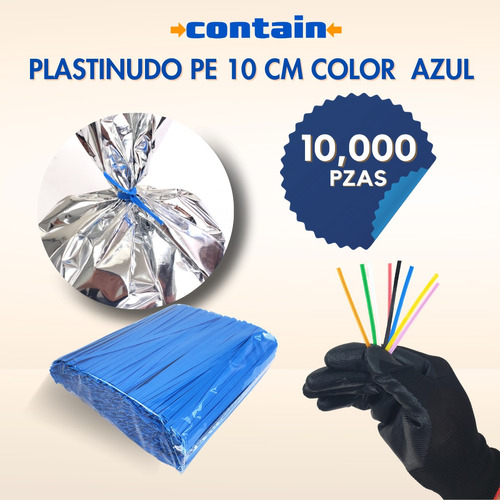 10,000 Plastinudo De Pe, Twister O Alambre Forrado Azul