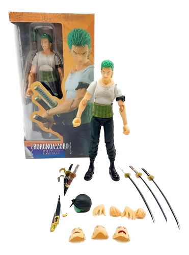 Zoro Articulado Muda De Rosto E Mãos One Piece Roronoa
