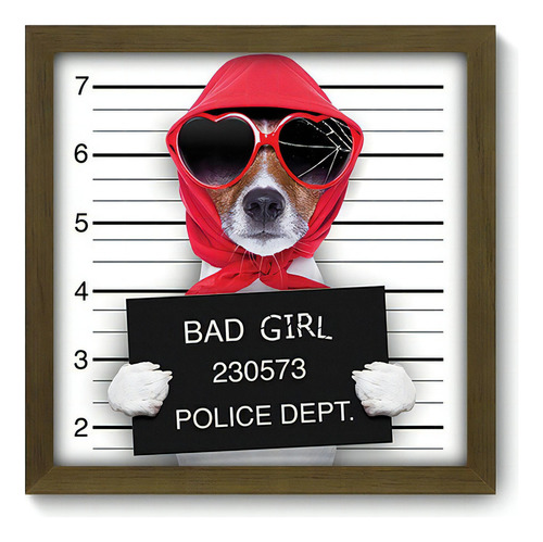 Quadro Decorativo - Bad Girl - 33cm X 33cm - 046qds Cor da armação Marrom