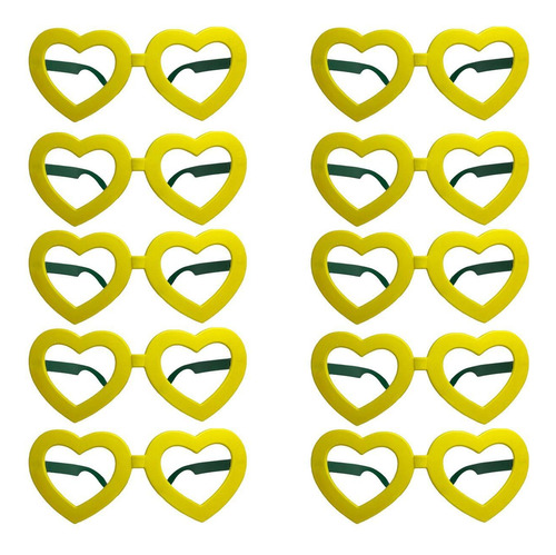 Kit 10 Óculos Sem Lentes Verde Amarelo Coração Copa 2022