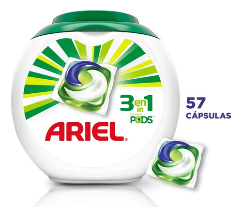 Detergente En Cápsulas Ariel Pods 3 En 1, 57 Unidades