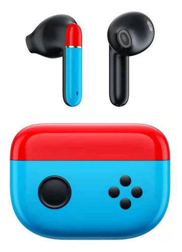 Audífonos Bluetooth Gamer Switch F2 Tws 5 Mario Bross Niños Color Azul