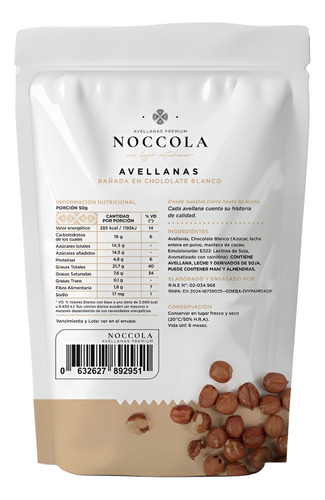 Avellanas Bañadas En Chocolate Blanco | Noccola®