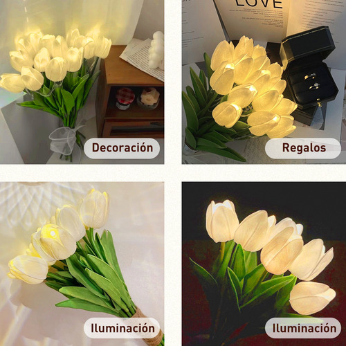 Elegante Lámpara De Flor De Tulipán, Luz Nocturna De Tulipán 10psc Gievuleo