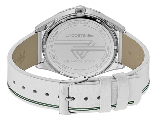 Reloj Lacoste 2011050 Hombre Piel Color Blanco 42 Mm