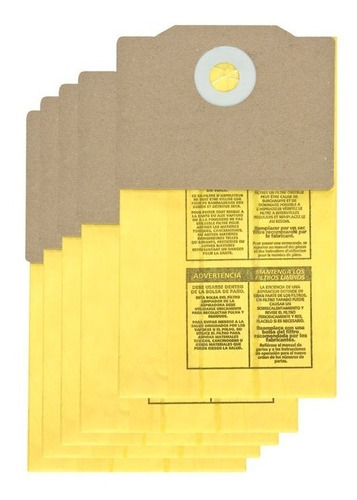 Filtro Papel Para Aspiradora Back Pack Paquete 5 Pzs Shop Va Color Amarillo