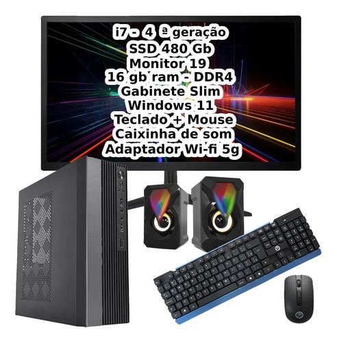 Cpu Mini Monitor 19 Intel Core I7 4ager 16gb Ssd 480gb Win11