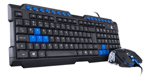 Combo Teclado E Mouse Vx Gaming Grifo Led Azul Vgc-01a Vinik Cor do mouse Preto Cor do teclado Preto