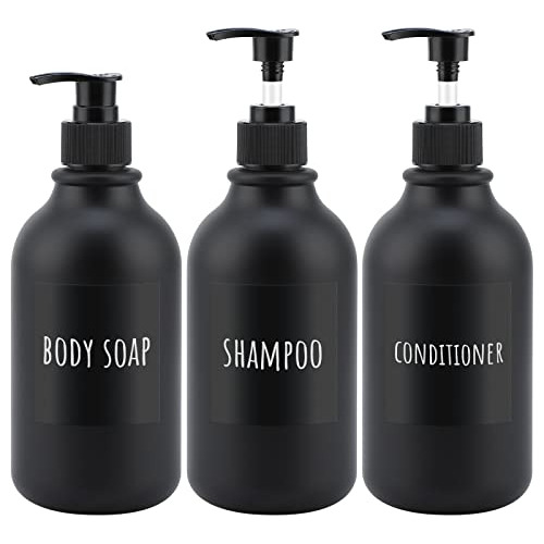 Dispensador De Champú Negro Mate Segbeauty, 3 Unidades, Reca