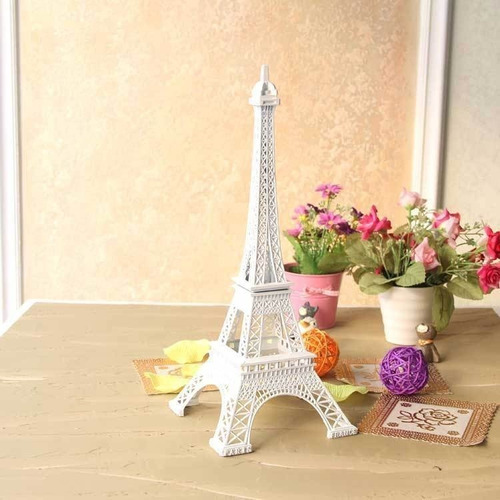 Torre Eiffel Medida 18 Cm Rosa Blanca Plateada Negra