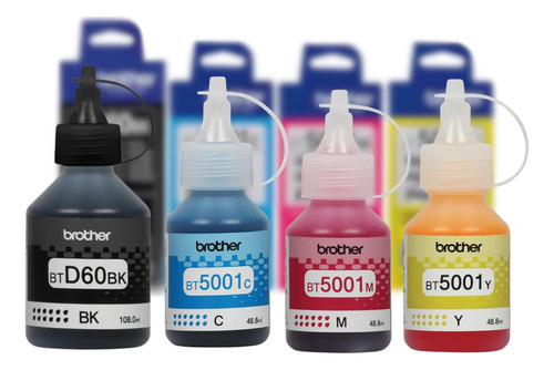 Kit De 4 Tintas Originales Brother -d60bk Bt5001 C M Y