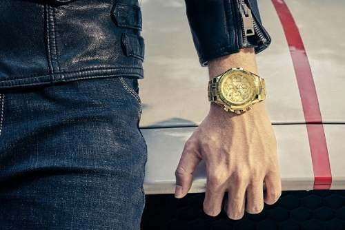 Relogio De Pulso Masculino Dourado De Luxo Prova De Água Wwoor