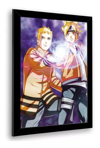 Quadro Decorativo Naruto Boruto Animes c/ Moldura e Vidro