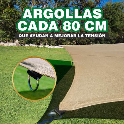 Imagen 9 de 10 de Malla 90% De Sombra Lista Para Instalar Beige De 5m X 4m