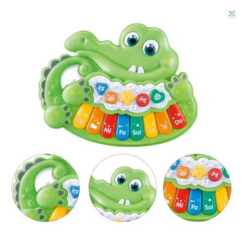 Juguete Teclado Interactivo Bebes Animales Sonido Niños Cocodrilo Verde