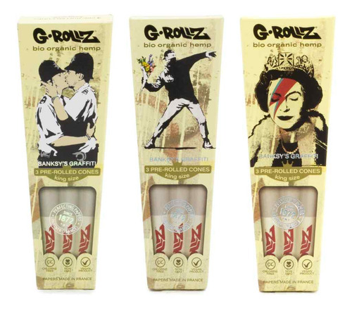 Kit 3 Packs Com 3 Cones Cada King Size Bio Grollz Banksy