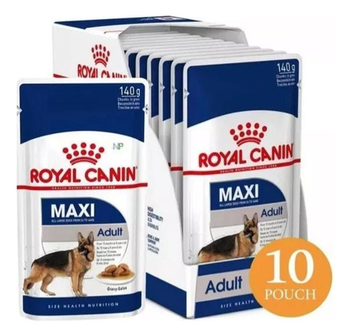 Roya Canin Maxi Adulto Pouch 140g Pack De 10 Sobre.