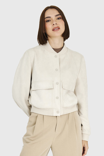 Bomber Tipo Gamuza Blanco Invierno Invierno Nicopoly