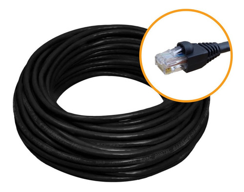 Cabo De Rede 20m Cat5e Furukawa Rj45 Preto Gigabit S. Veloz