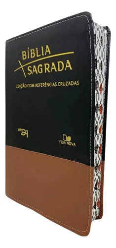 Biblia Sagrada Com Referencias Cruzadas Luxo Preta E Caramelo Com Indice