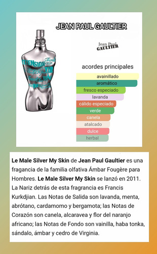 Le Male Silver My Skin Jean Paul Gaultier (caballero) 125 Ml